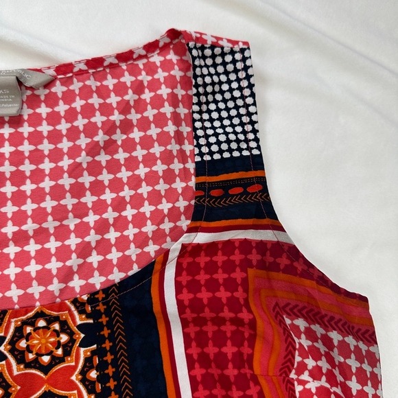 Banana Republic‎ XS Sleeveless Tank Top Red Orange Floral Print Blouse - Picture 5 of 14